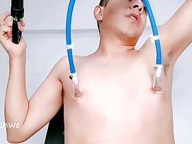 sucking my nipples with a pump